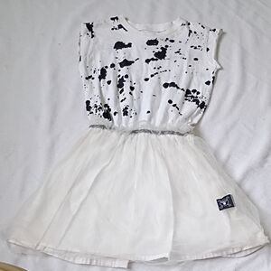nununu Black and White Splatter Kids Dress